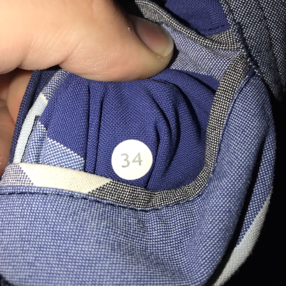 Lululemon Athletica Men's Checkered Shorts - Blue and Gray - Picture 3 of 5